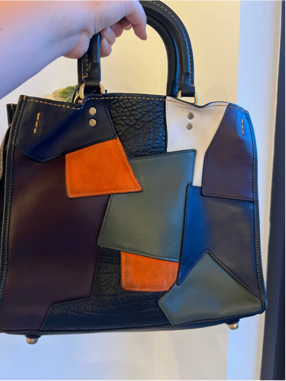 Coach 1941 Patchwork Rogue 30 Bag 20315 Multi Orange Olive Leather Suede Satchel